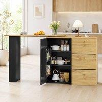 STILVORA Bar Table with Storage & 360 Swivel, Black & Natural