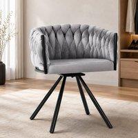 STILVORA Grey Velvet Dining Chair with Swivel & Steel Frame