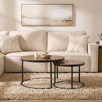 OHS Manhattan Nest of 2 Round Tables Modern End Side Coffee Table in Walnut