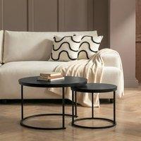 OHS Manhattan Nest of 2 Round Tables Modern End Side Coffee Table in Black