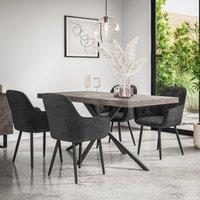 More4Homes Donni Dining Table & Chairs - Concrete Effect Table Top w Black Legs + Anika Velvet Dining Chair Set Of 6