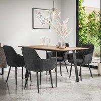 More4Homes Haydon Extending Dining Table & Chairs - Oak Effect Table Top w Black Legs + Anika Velvet Dining Chair Set Of 4