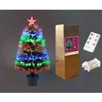 Shatchi Christmas Fiber Optic LED Tree with Remote Control & 8 Light Modes in Green | Size: 3ft