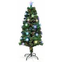 Shatchi 4Ft/120cm Snowflakes Fibre Optic Christmas Tree LED Pre-Lit in Green | Size: 4ft