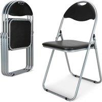 Bravich LTD Candy Faux Leather Folding Chair Padded Foldable Dining Chair in Black | Size: 4 Pack
