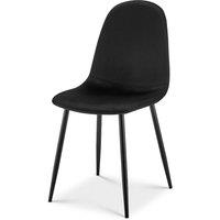 Bravich LTD Ron Velvet Dining Chair Upholstered Padded Kitchen Chair Metal Legs in Black | Size: 2 Pack