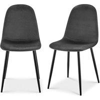 Bravich LTD Ron Velvet Dining Chair Upholstered Padded Kitchen Chair Metal Legs in Grey | Size: 2 Pack