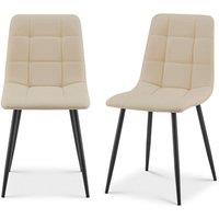 Bravich LTD Zurich Faux Leather Embossed Dining Chair Padded Kitchen Chair in Ivory | Size: 2 Pack