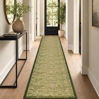 Bravich LTD Mottled Blend Hallway Runner Rug Non Slip Low Pile Hall Carpet in Green | Size: 66 cm x 550 cm
