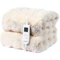 LIVIVO Luxury Electric Heated Throw - Cream | Size: 130 cm x 160 cm