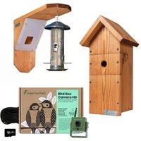Green Feathers Bird Box & Bird Feeder Garden WiFi Camera Kit in Light Tan