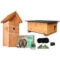 Green Feathers Bird Box & Hedgehog House Complete Garden WiFi Camera Kit in Light Tan
