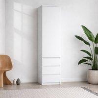 Wyld Haus Hemingway Tall Narrow White 1 Door 3 Drawer Wooden Storage Cabinet