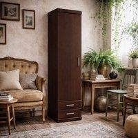 Wyld Haus Sonderborg Dark Mahogany Tall Narrow Cabinet 1 Door 2 Drawers in Dark Brown