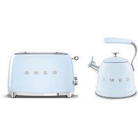 Smeg WKF01, TSF01 Stovetop Kettle & Toaster Set in Pale Blue