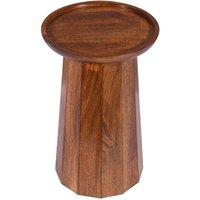 Elm Home And Garden Round Side End Lamp Table Dark Oak Finish Solid Mango Wood in Brown