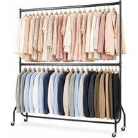 House of Home 5ft x 6ft Two Tier Heavy Duty Clothes Rail Garment Hanging Rack Black