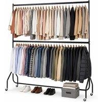 House of Home 6ft x 6ft Two Tier Heavy Duty Clothes Rail Garment Hanging Rack Black