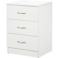 HOMCOM Modern 3 Drawers Side Table, Bedside Table with Wood Effect, White