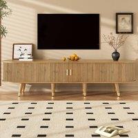 BTM TV Cabinet with Sliding Doors Modern TV Stand in Natural