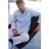 British Boxers Men's Striped Crisp Cotton Pyjama Set in Light Blue | Size: 2XL