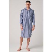 British Boxers Men's "Navy Spark Stripe" Crisp Cotton Nightshirt in Mid Navy | Size: 2XL