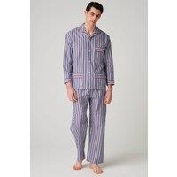 British Boxers Men's "Red Pop Stripe" Crisp Cotton Pyjama Set | Size: Small