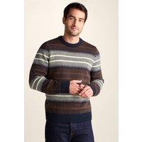 TOG24 Men's 'Milo' Fairisle Inspired Crew Knit Jumper in Brown | Size: 3XL