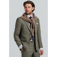 Dobell Men's Sage Herringbone Tweed 2 Piece Suit in Light Green | Size: 44R