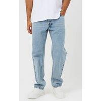 Brave Soul Men's Loose Fit Acid Wash Denim Jeans in Light Blue | Size: 32R