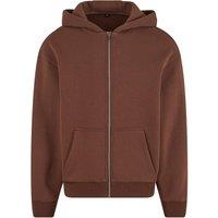 Build Your Brand Men's Fluffy Full Zip Hoodie in Brown | Size: XS