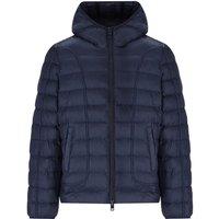 Diesel Men's Plain Navy Blue Padded Hooded Jacket | Size: Small