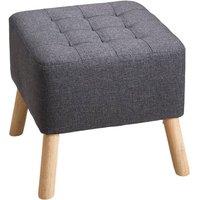 Garden Sanctuary Linen Upholstered Footstool in Dark Grey