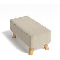 Garden Sanctuary Rectangular Upholstered Linen Shoe Changing Stool with Rubberwood Legs in Beige