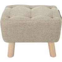 Garden Sanctuary Linen Upholstered Ottoman Footstool with Pocket in Khaki
