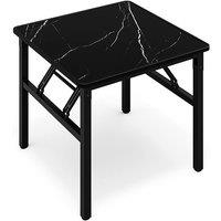 Garden Sanctuary Square 60cm Folding Coffee Table with Marble Effect Top in Black