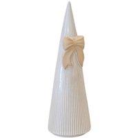 Four Candle Large Stoneglazed Striped Tree with Bow Detail in Green
