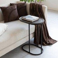 OHS Wood Effect Oval C-Shaped Coffee Table Sofa Desk in Walnut