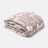 OHS Bow Print 8kg Weighted Blanket Sensory Sleep Therapy Quilted Throw in Natural | Size: 150 cm 200 cm