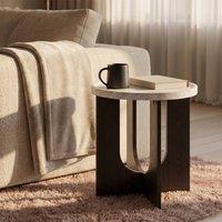 OHS Travertine Effect Angular Base Side End Table Engineered Wood in Walnut