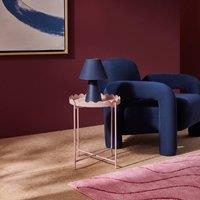 OHS Scallop Edge Coffee Table Decorative Side Table with Metal Frame in Light Pink