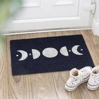 Uniqueful Dark Blue Moon Phase Doormat in Navy | Size: 100 cm x 65 cm