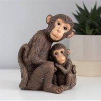 Uniqueful Monkey Mother & Baby Ornament in Brown | Size: 15 cm