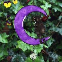 Uniqueful Black Cat Windchime in Purple | Size: 120 cm