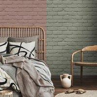 Fine Dcor Brick Wall Wallpaper in Green