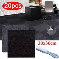 Ventryn 20X Self-Adhesive Carpet Tiles for Office, Retail & Home Flooring in Black