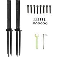 FLAVORA 2PCS Steel Fence Post Ground Spikes in Black