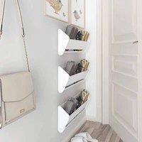 FLAVORA 80CM Wall mounted Shoe Rack Shoes Storage in White | Size: 500mm