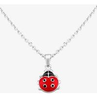 Fleur Kids Sterling Silver Red Enamel Ladybird Pendant Necklace AZP231704 | Size: 18 inches