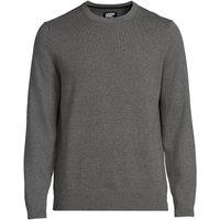 Lands' End Men's Crew Neck Cotton Jumper in Charcoal | Size: Medium